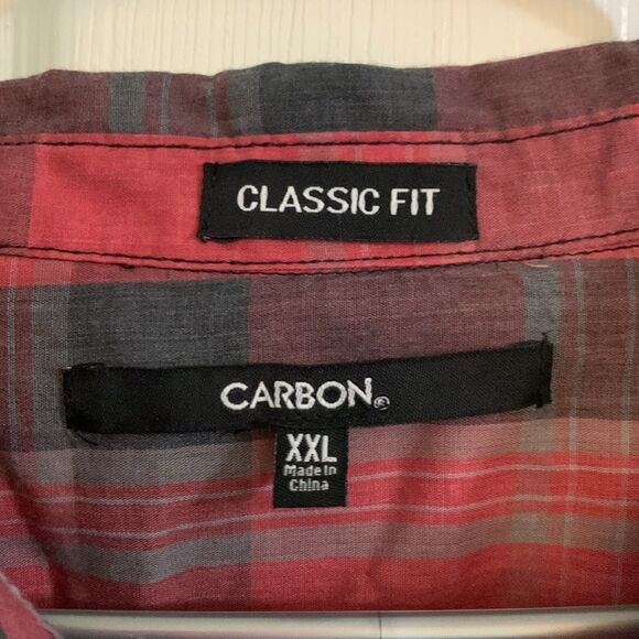 Carbon Red Black and Gray Plaid Button Down Shirt Classic Fit Size XXL - Picture 2 of 3